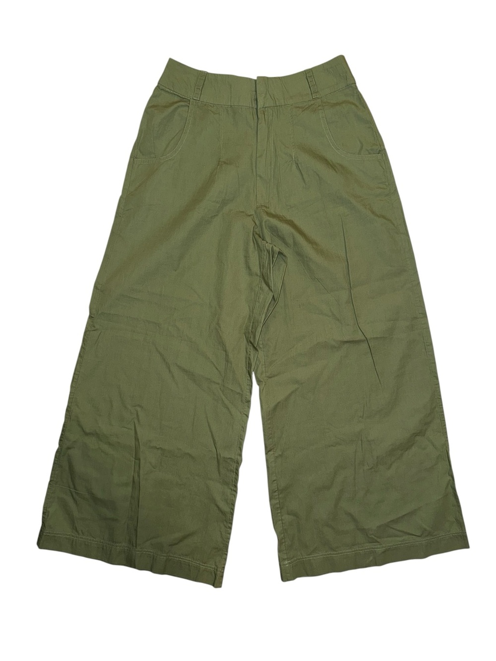 Free People Green Wide Leg Utility Pants Size 4 High Rise Cotton